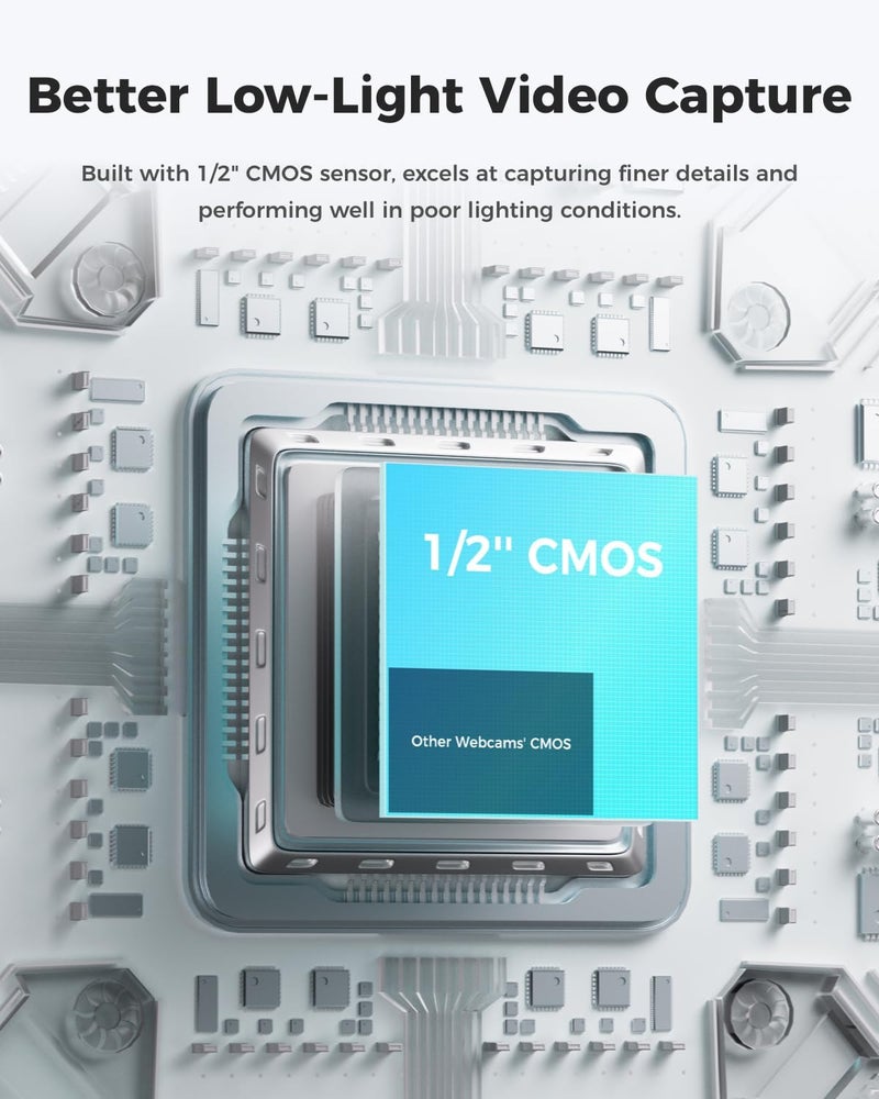 OBSBOT Meet 2-4K Webcam for PC with 1/2" Sensor, AI Framing & Autofocus, Beauty Mode, Lightweight, Gesture Control, HDR, Dual Microphone, 60 FPS, Web Cam for Streaming, Meeting, Gaming. (Cloud White) - Image 4